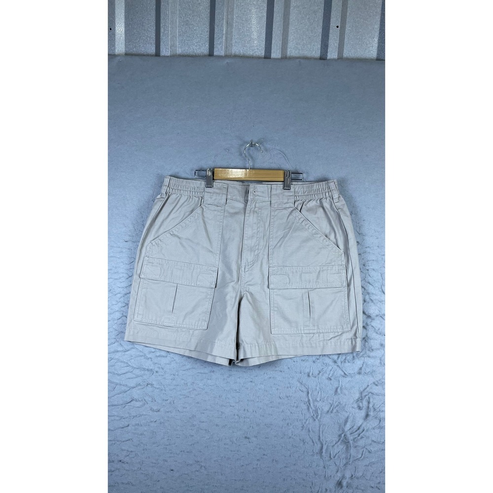 Redhead Cargo Shorts Mens 36 Khaki Excellent Canvas Elastic Waist Utility Pocket